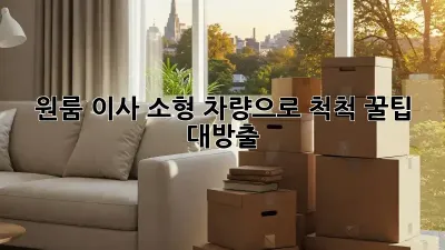 원룸 이사, 소형 차량으로 척척! 꿀팁 대방출!